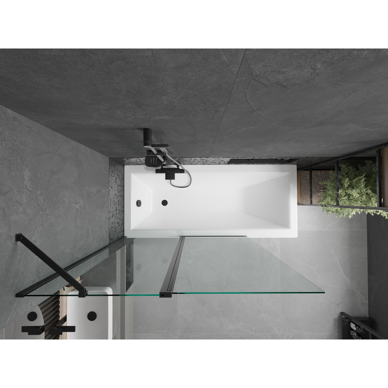 Mexen Flip paravan cadă 1-aripă 120 x 150 cm, Transparent, Neagră - 894-120-101-70-00