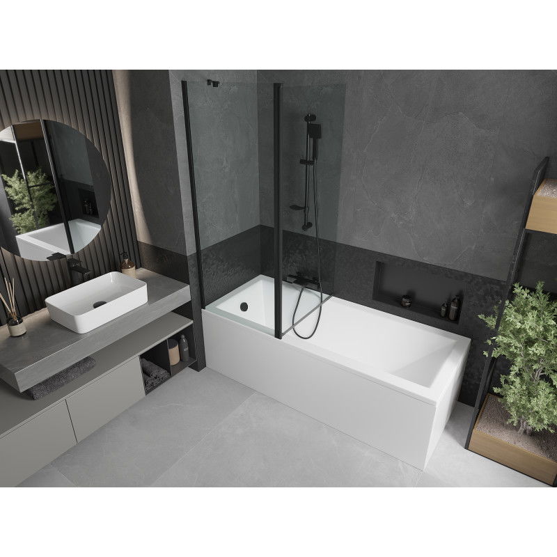 Mexen Flip paravan de cadă cu 2 canaturi 140 x 150 cm, transparent, negru - 894-140-101-70-00