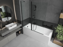 Mexen Flip paravan cadă 1-aripă 140 x 150 cm, Transparent, Neagră - 894-140-101-70-00