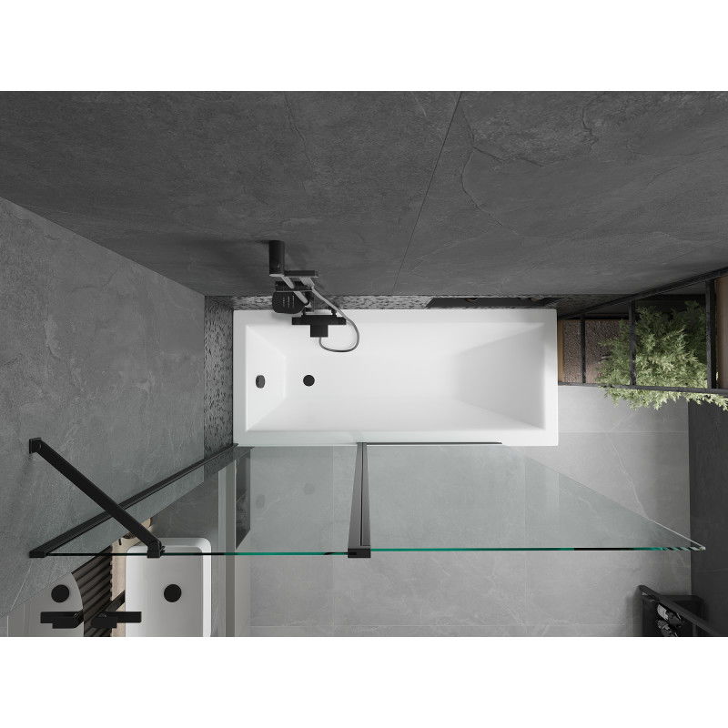 Mexen Flip paravan de cadă cu 2 canaturi 140 x 150 cm, transparent, negru - 894-140-101-70-00