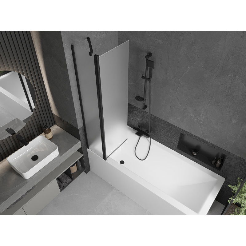 Mexen Flip kétszárnyú kádparaván 80 x 150 cm, matt, fekete - 894-080-101-70-30