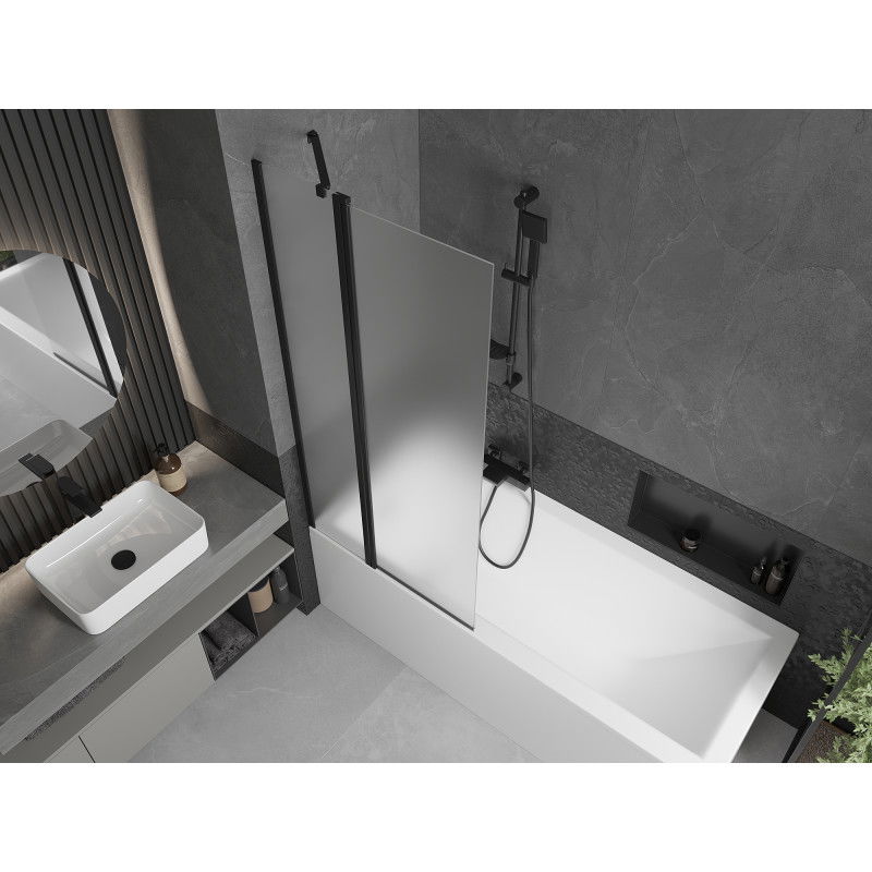 Mexen Flip kétszárnyú kádparaván 80 x 150 cm, matt, fekete - 894-080-101-70-30