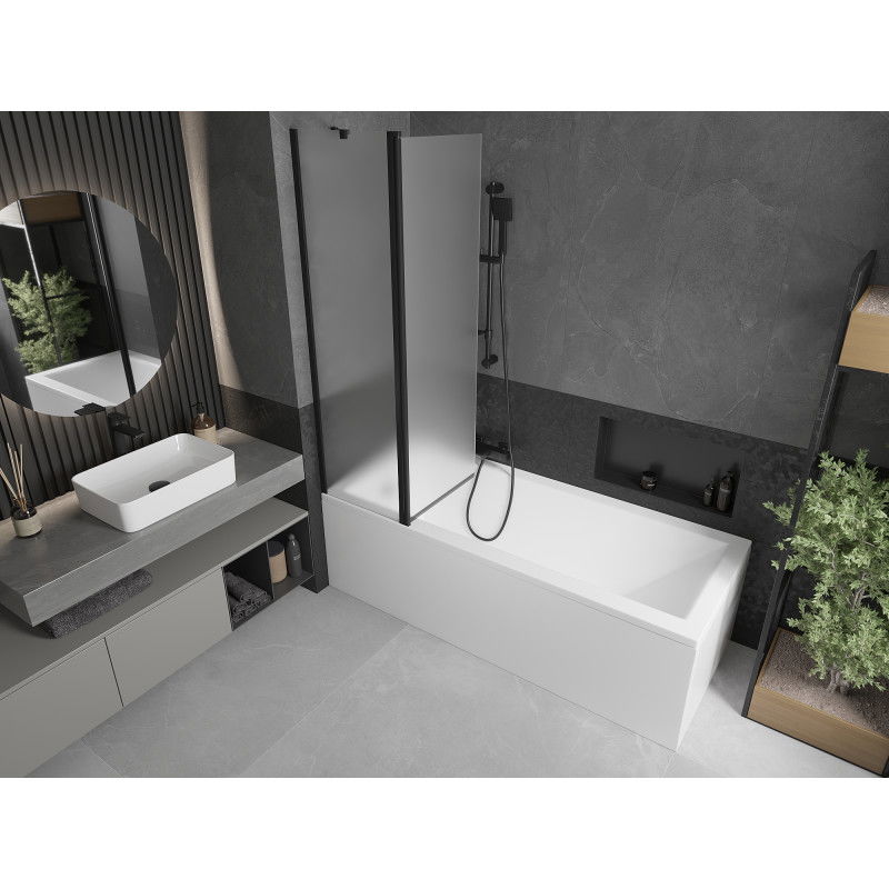 Mexen Flip paravan de cadă cu 2 aripi 100 x 150 cm, ceață, negru - 894-100-101-70-30