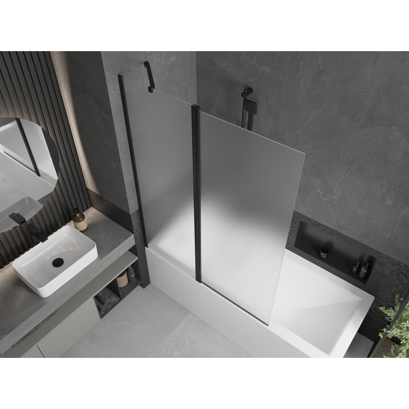Mexen Flip kádparaván, 2-szárnyú, 120 x 150 cm, homályos, fekete - 894-120-101-70-30