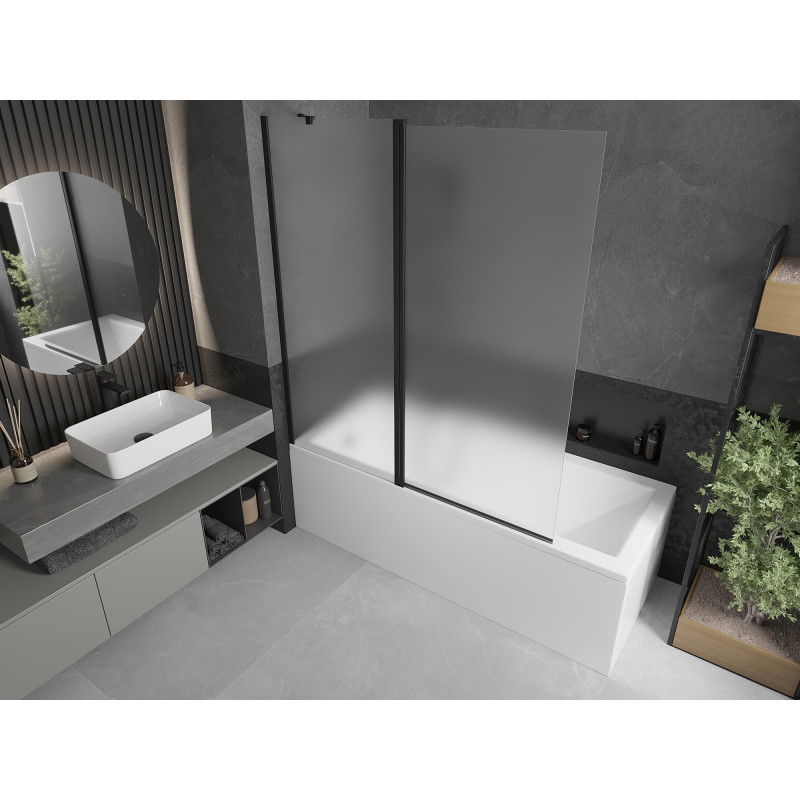 Mexen Flip paravan de baie cu 2 panouri 140 x 150 cm, sticlă mată, negru - 894-140-101-70-30