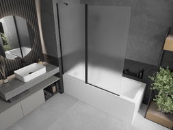 Mexen Flip paravan de baie cu 2 panouri 140 x 150 cm, sticlă mată, negru - 894-140-101-70-30