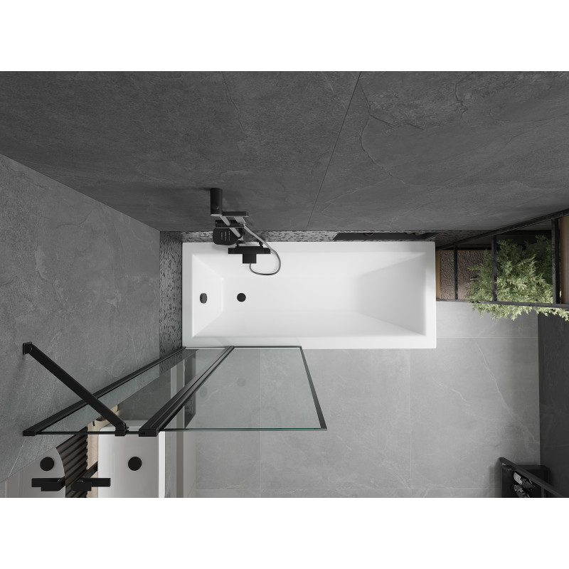 Mexen Flip 1 szárnyas kádparaván 80 x 150 cm, Fekete minta, Fekete - 894-080-101-70-70