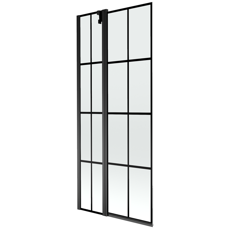 Mexen Flip 2-szárnyú kádparaván 80 x 150 cm, fekete rács, fekete - 894-080-101-70-77