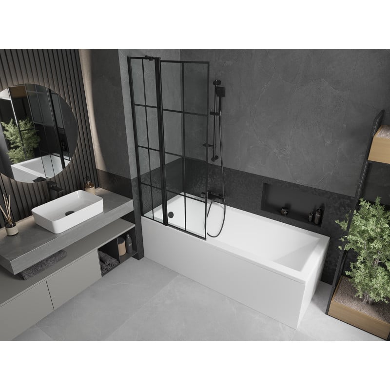 Mexen Flip paravan de duș pliabil cu 2 uși 80 x 150 cm, grilaj negru, negru - 894-080-101-70-77