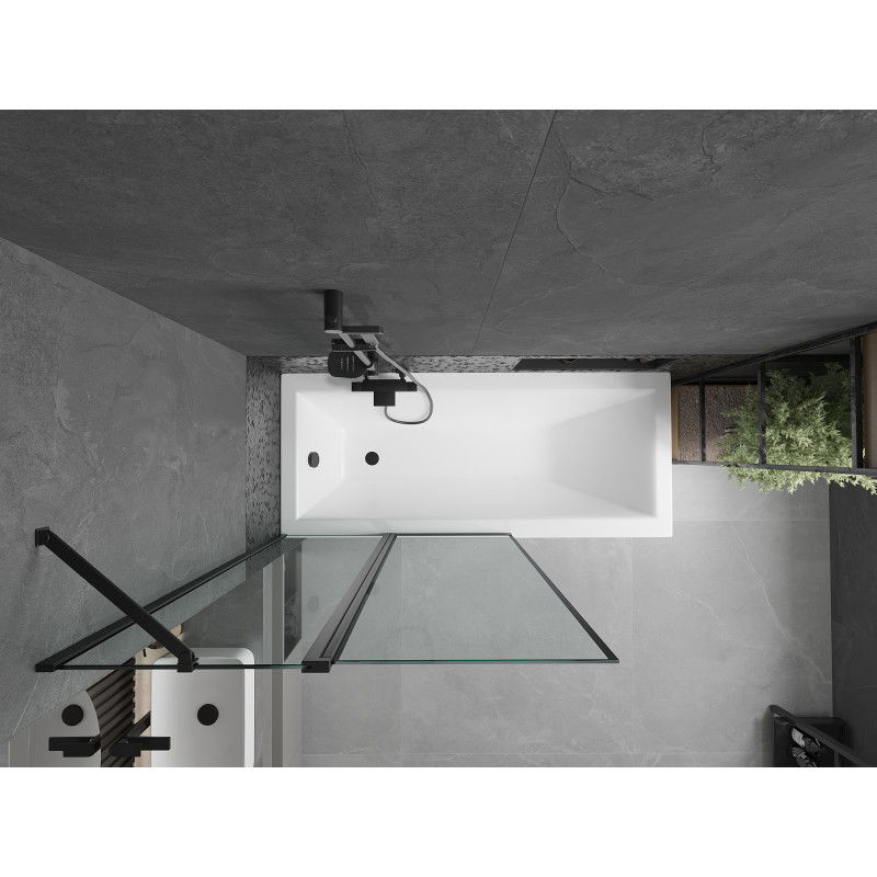 Mexen Flip paravan de baie cu 2 aripi 100 x 150 cm, cadru negru, negru - 894-100-101-70-70