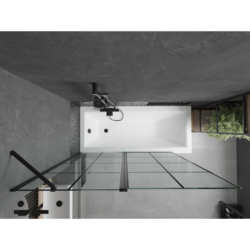 Mexen Flip 1 szárnyas kádparaván 140 x 150 cm, Fekete minta, Fekete - 894-140-101-70-77