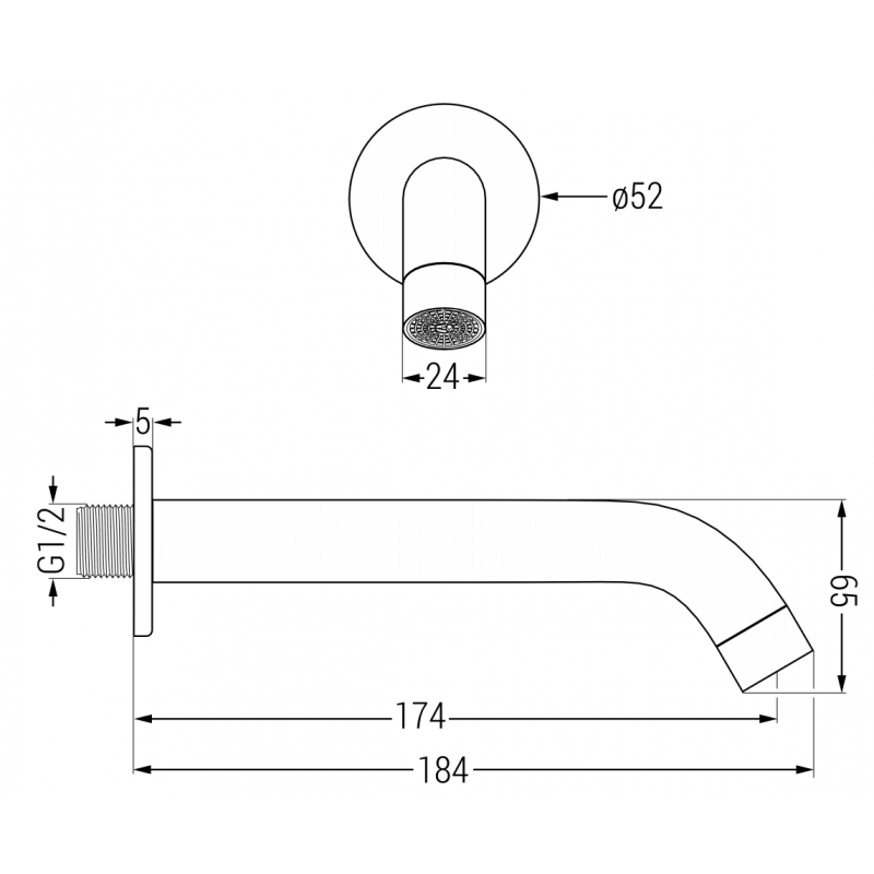 Mexen Kai bateria de cadă de perete, albă - 79371-20