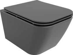 Mexen Madox vas de toaletă Rimless cu capac cu închidere lentă slim, duroplast, gri închis mat - 30154061