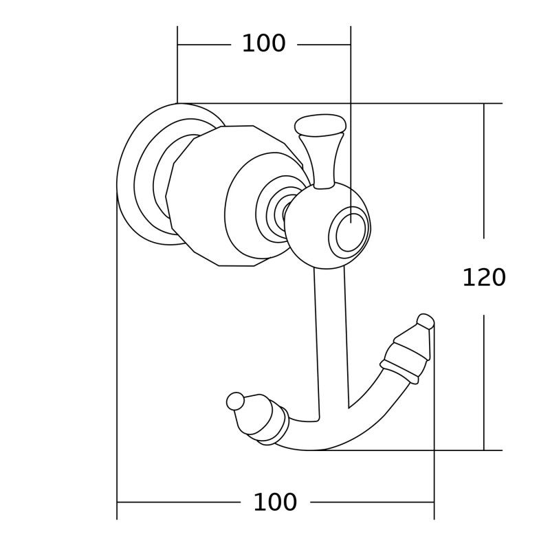 Mexen Estela dupla törölközőkampó, fekete - 7011535-70