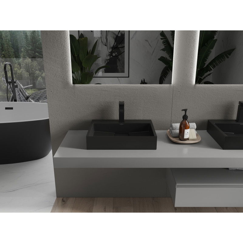 Mexen Ava pultra szerelhető mosdó konglomerátumból 1/O 50 x 38 cm, fekete - 23015071