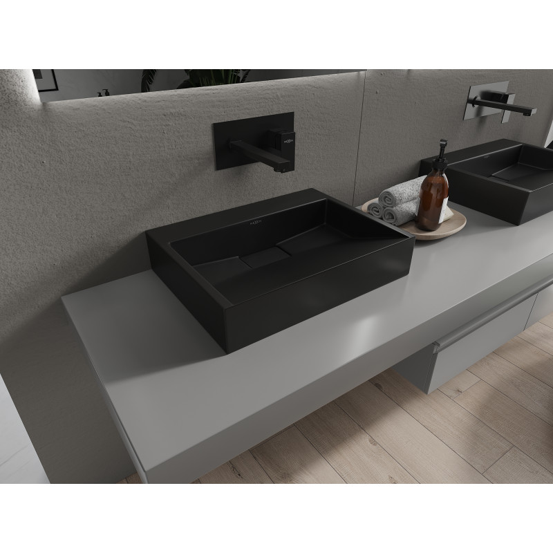 Mexen Ava mosdókonzol konglomerátum B/O 50 x 38 cm, fekete - 23015070