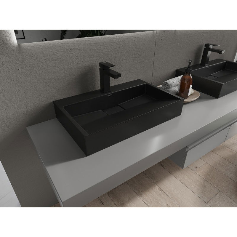 Mexen Ava munkalapra szerelhető mosdókagyló konglomerátból 1/O 60 x 38 cm, fekete - 23016071