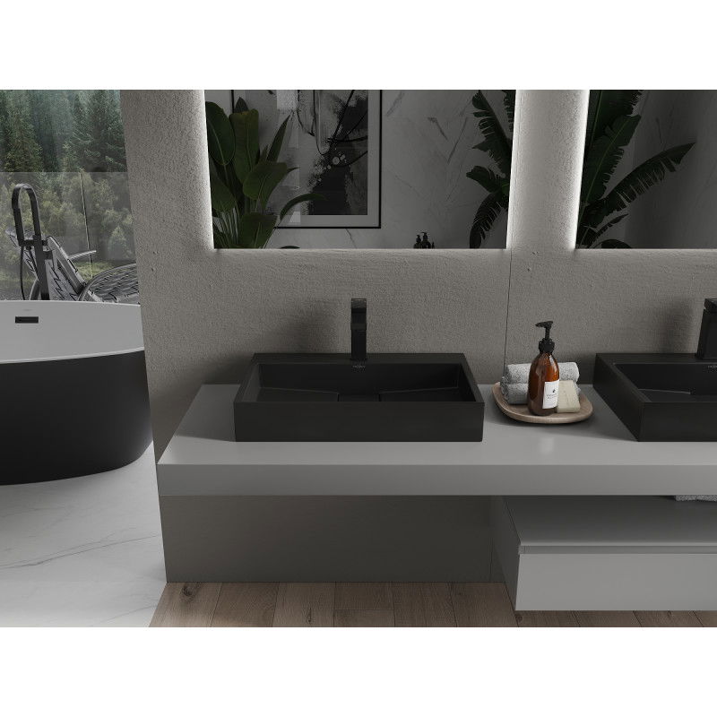 Mexen Ava chiuvetă de blat din conglomerat 1/O 60 x 38 cm, neagră - 23016071