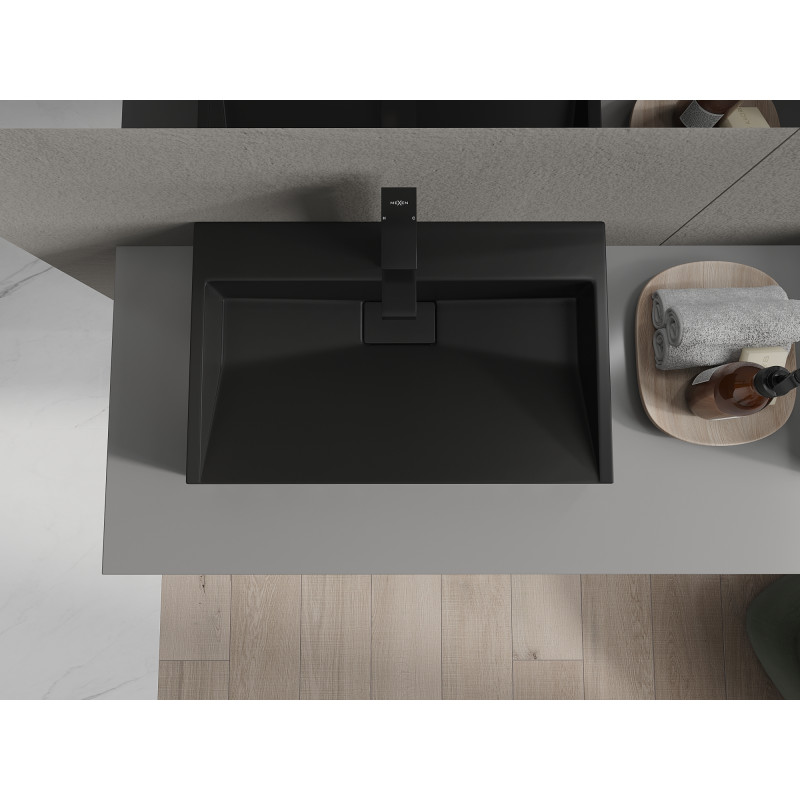 Mexen Ava mosdókagyló pulton kívüli öntött márványból 1/O 60 x 38 cm, fekete - 23016071