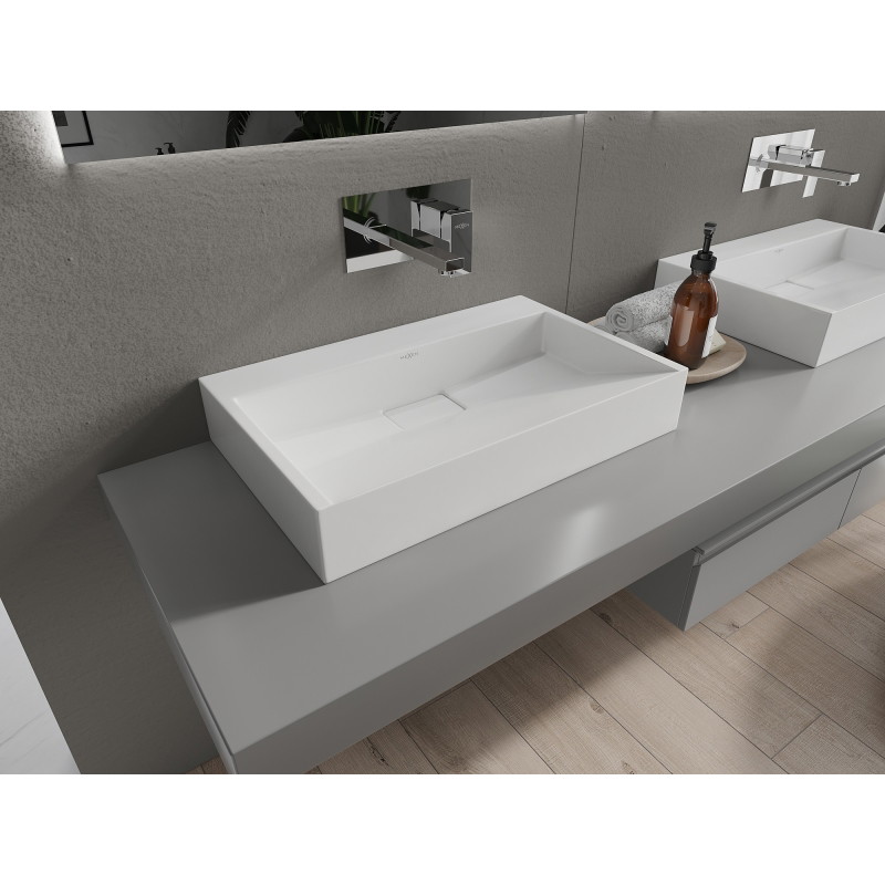 Mexen Ava konglomerát pultra helyezhető mosdókagyló B/O 60 x 38 cm, fehér - 23016000
