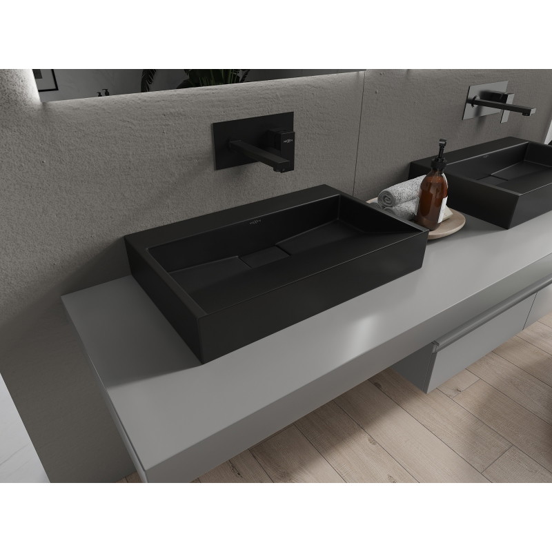 Mexen Ava fekete, pult feletti mosdókagyló konglomerátumból B/O 60 x 38 cm - 23016070