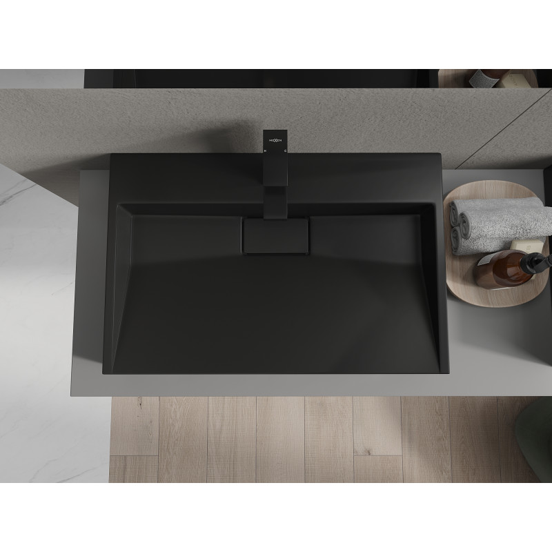 Mexen Ava chiuvetă pe blat din conglomerat 1/O 70 x 46 cm, neagră - 23017071