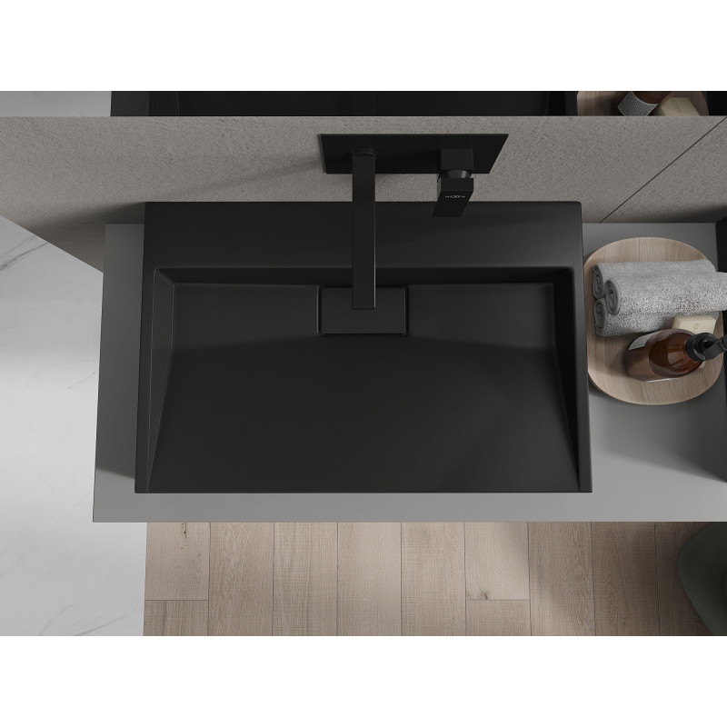Mexen Ava konglomerát polcra szerelhető mosdókagyló B/O 70 x 46 cm, fekete - 23017070