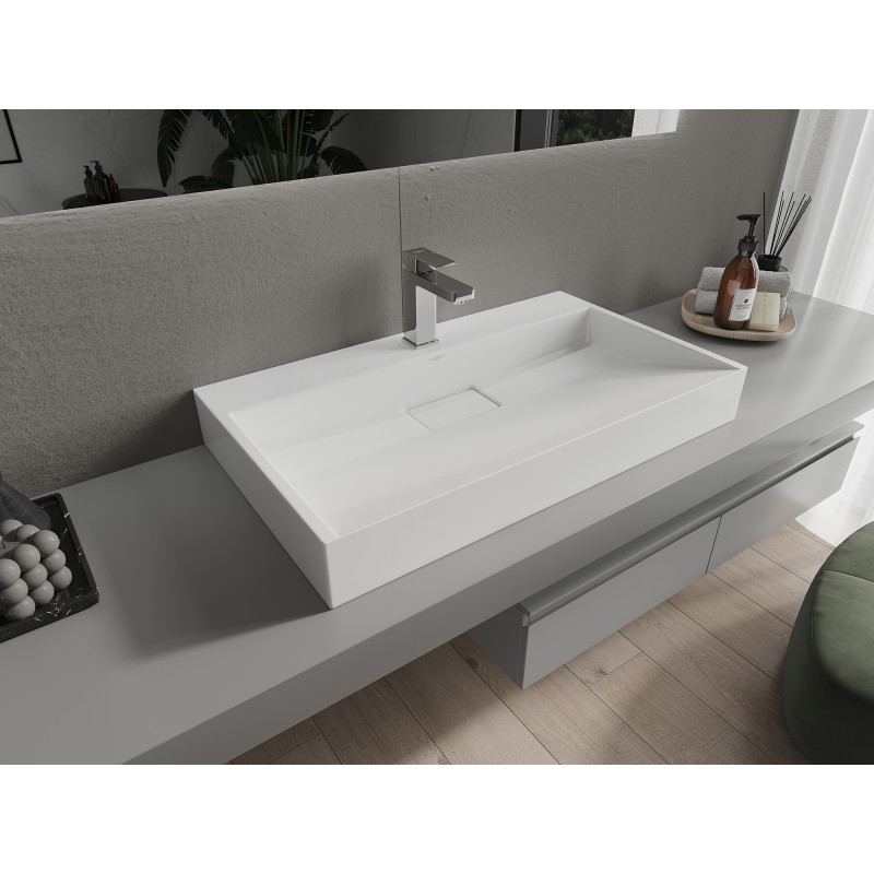 Mexen Ava chiuvetă de blat din conglomerat 1/O 80 x 46 cm, albă - 23018001