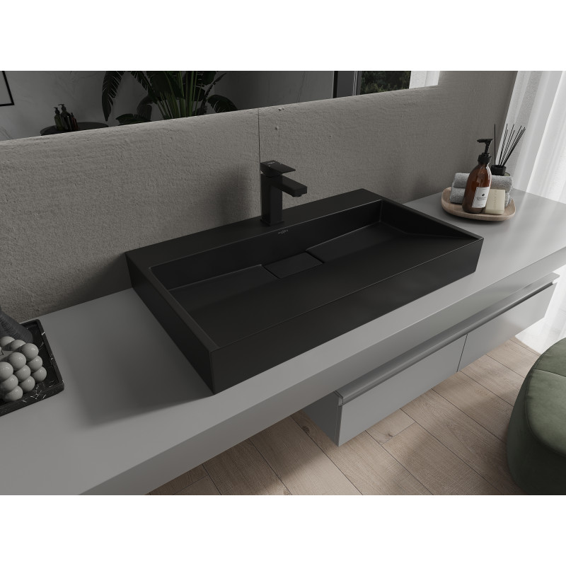 Mexen Ava 80 x 46 cm-es, fekete, konglomerátum pultra szerelhető mosdó 1/O - 23018071