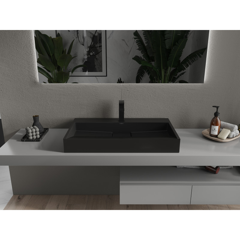 Mexen Ava 80 x 46 cm-es, fekete, konglomerátum pultra szerelhető mosdó 1/O - 23018071