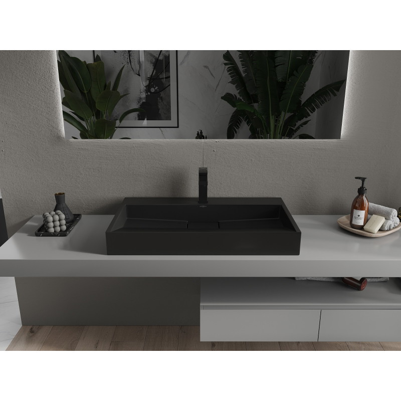Mexen Ava chiuvetă pe blat din conglomerat 1/O 80 x 46 cm, neagră - 23018071