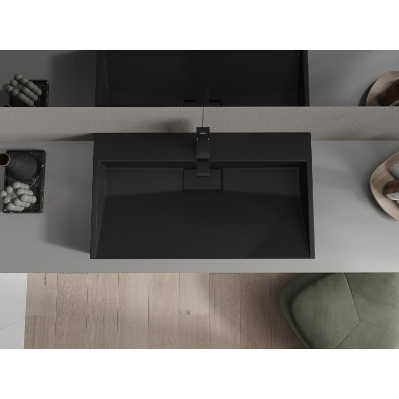 Mexen Ava konglomerátum pultra szerelhető mosdó 1/O 80 x 46 cm, fekete - 23018071