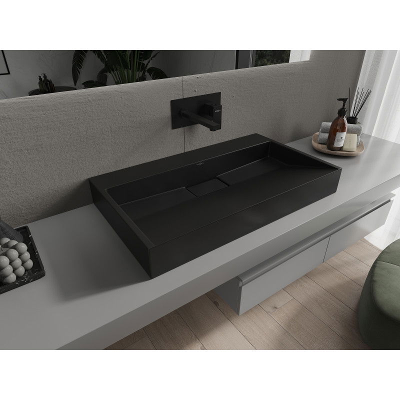 Mexen Ava konglomerát mosdó pultra szerelve B/O 80 x 46 cm, fekete - 23018070