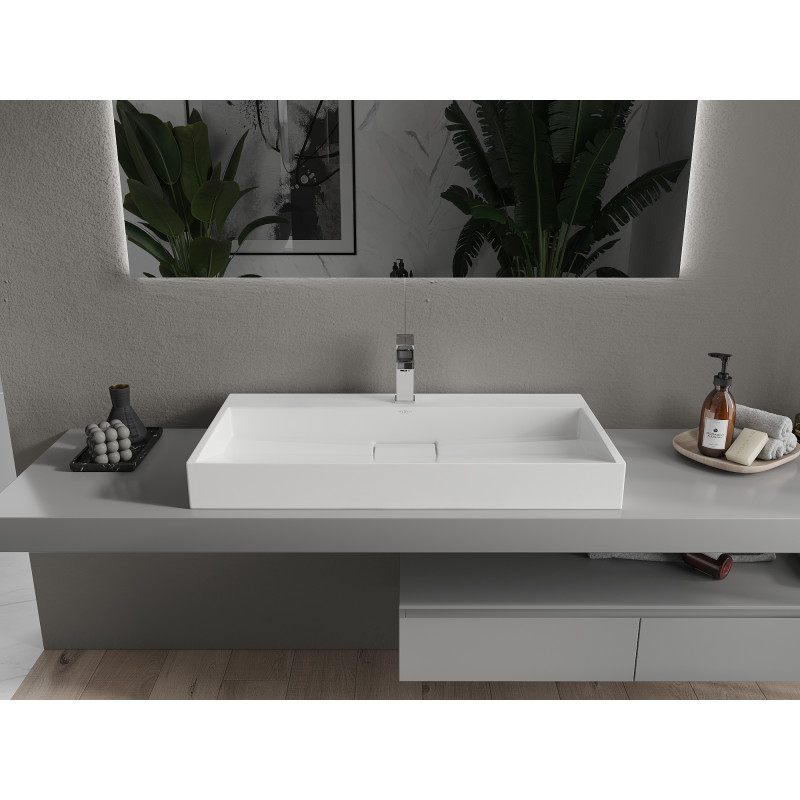 Mexen Ava asztallapra szerelhető mosdó konglomerátumból 1/O 90 x 46 cm, fehér - 23019001