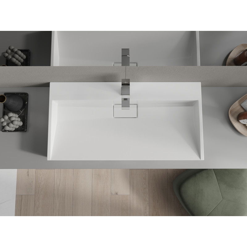 Mexen Ava 1/O 90 x 46 cm-es pultra ültethető konglomerátum mosdókagyló, fehér - 23019001