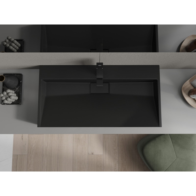Mexen Ava fekete konglomerátum pultra szerelhető mosdókagyló 1/O 90 x 46 cm - 23019071