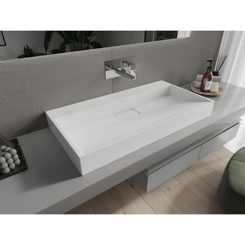 Mexen Ava munkalapra szerelhető mosdó konglomerátumból B/O 90 x 46 cm, fehér - 23019000