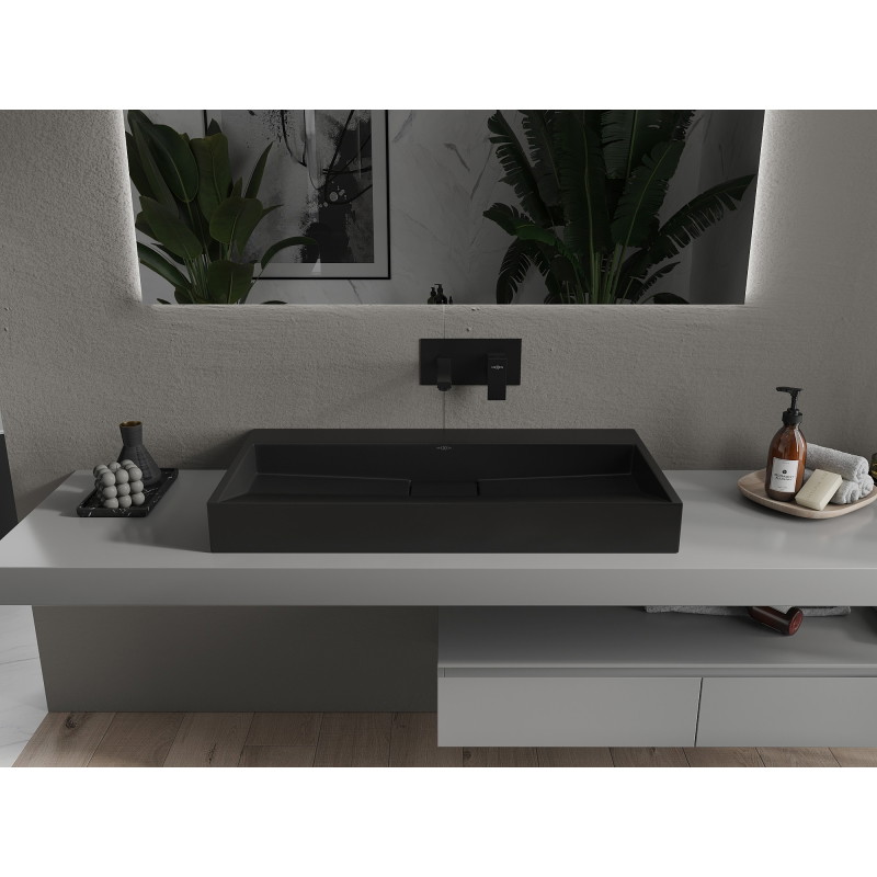 Mexen Ava pultba süllyesztett mosdókagyló konglomerátumból, fekete, 90 x 46 cm - 23019070