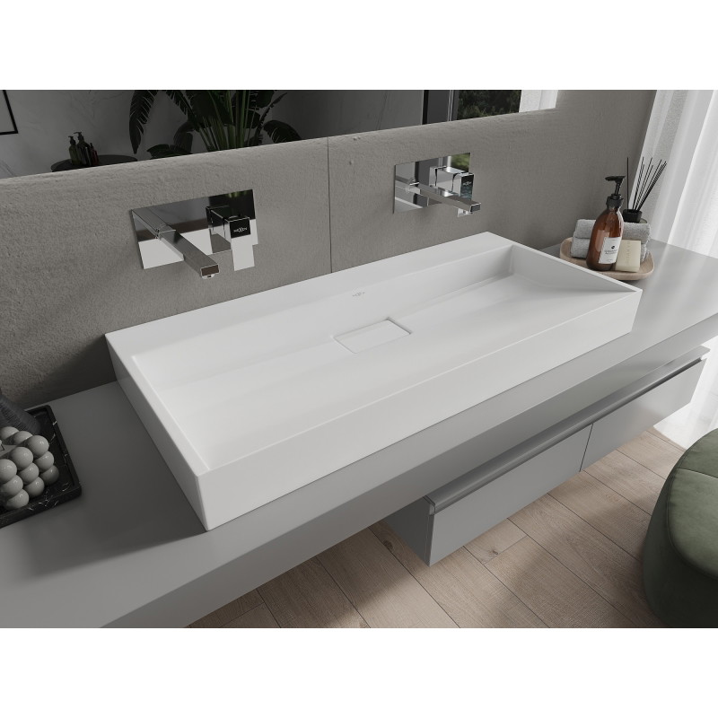 Mexen Ava asztallapra szerelhető mosdó konglomerátumból B/O 100 x 46 cm, fehér - 23011000