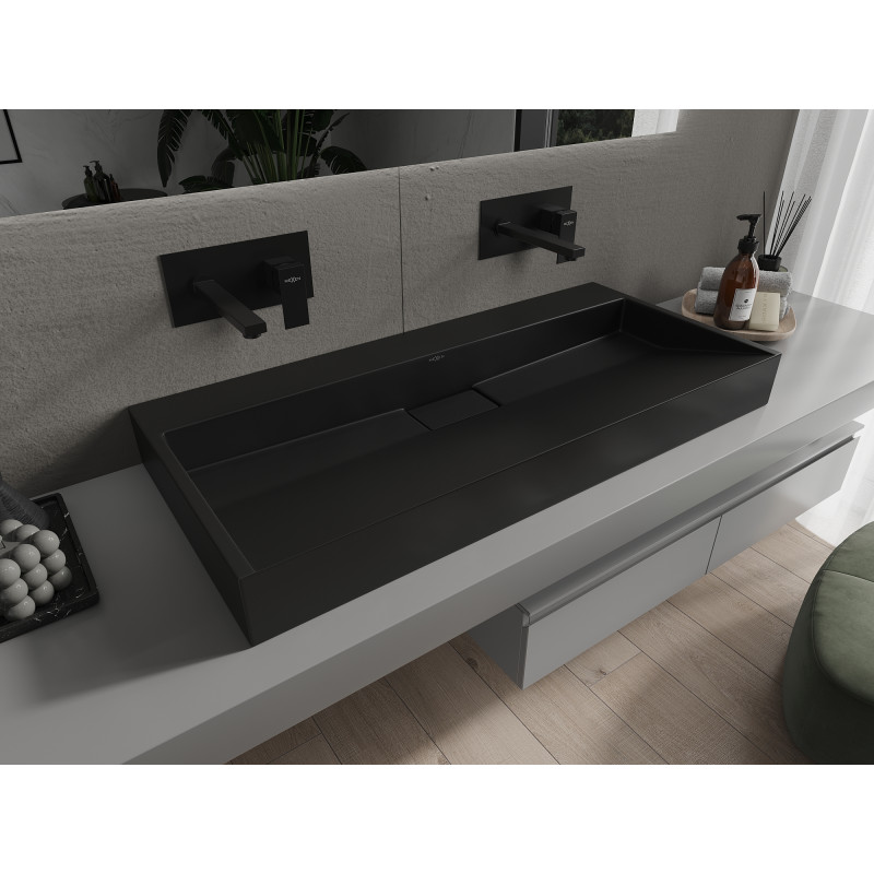 Mexen Ava chiuvetă pe blat din conglomerat B/O 100 x 46 cm, neagră - 23011070