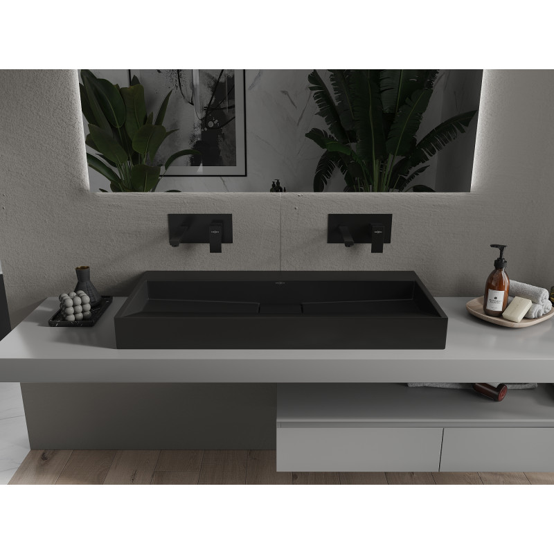 Mexen Ava chiuvetă pe blat din conglomerat B/O 100 x 46 cm, neagră - 23011070
