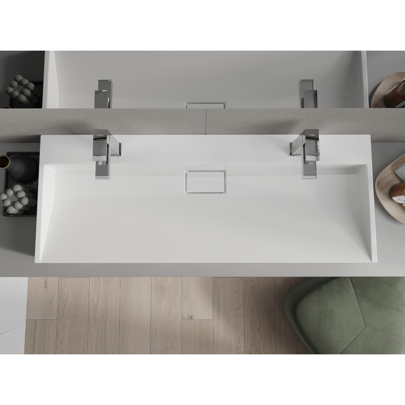 Mexen Ava konglomerátből készült mosdókagyló 2/O 120 x 46 cm, fehér - 23011202