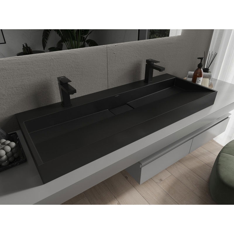 Mexen Ava chiuvetă de blat din conglomerat 2/O 120 x 46 cm, neagră - 23011272