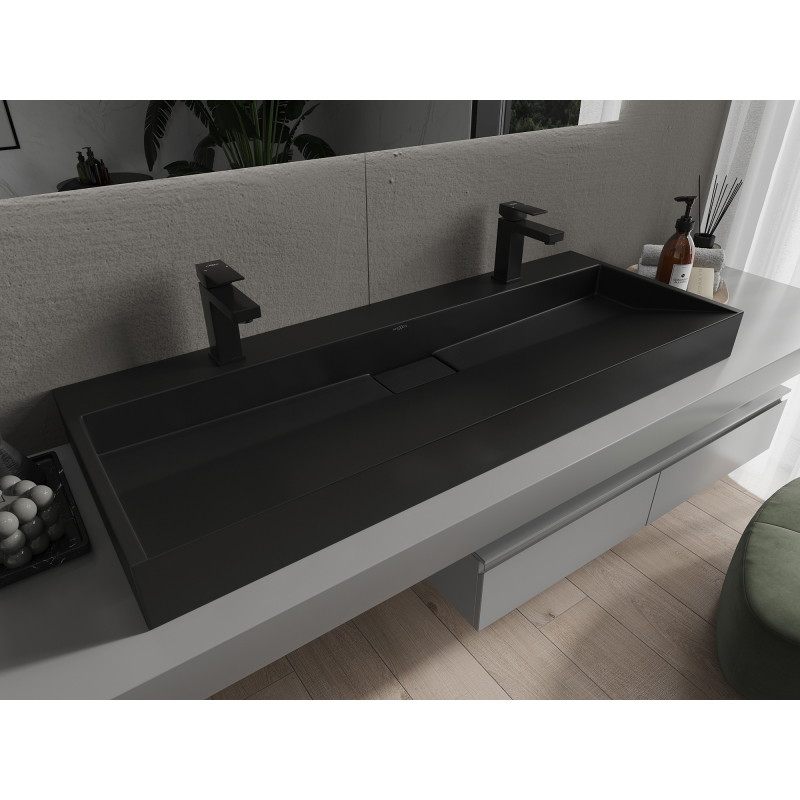 Mexen Ava munkalapra helyezett mosdókagyló konglomerátumból 2/O 120 x 46 cm, fekete - 23011272