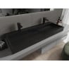 Mexen Ava chiuvetă pe blat din conglomerat 2 orificii 120 x 46 cm, Neagră - 23011272