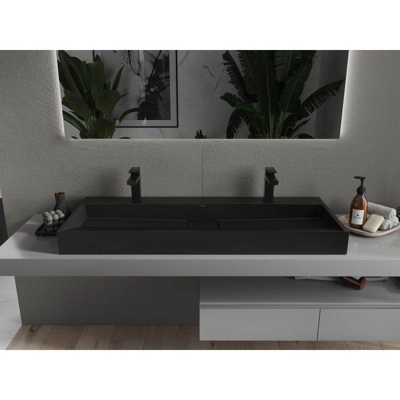 Mexen Ava munkalapra helyezett mosdókagyló konglomerátumból 2/O 120 x 46 cm, fekete - 23011272
