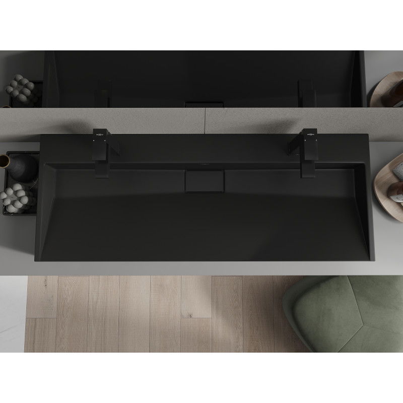 Mexen Ava chiuvetă de blat din conglomerat 2/O 120 x 46 cm, neagră - 23011272