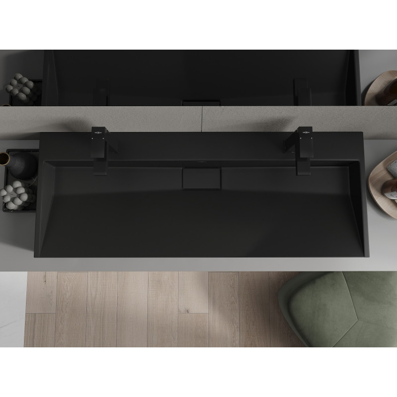 Mexen Ava munkalapra helyezett mosdókagyló konglomerátumból 2/O 120 x 46 cm, fekete - 23011272