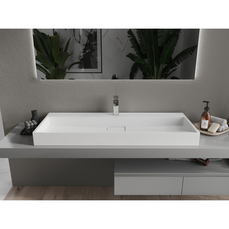 Mexen Ava 120 x 46 cm-es, fehér színű, pult feletti mosdó konglomerátból - 23011201