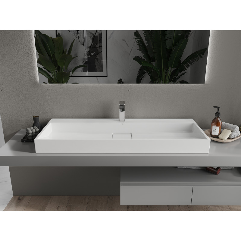 Mexen Ava 120 x 46 cm-es mosdópult konglomerátumból, fehér - 23011201
